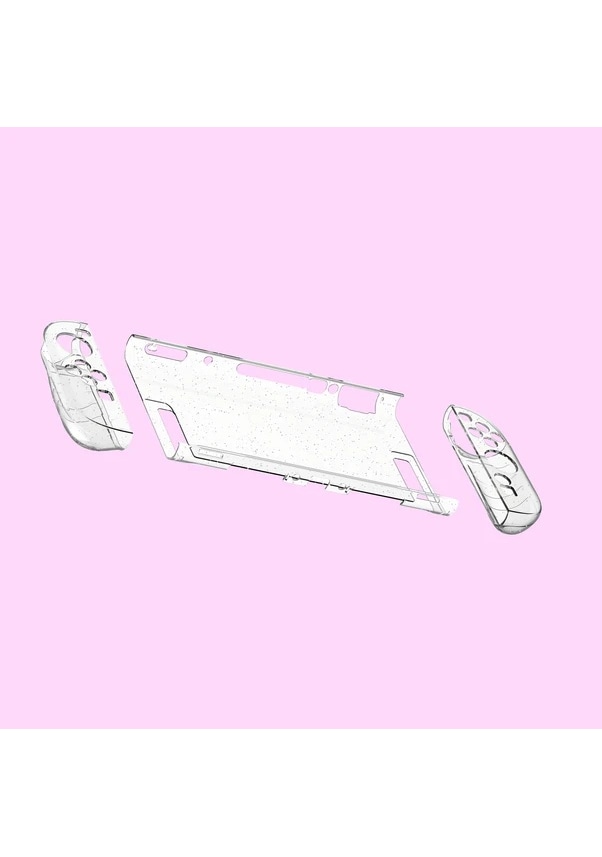 Resim Cloud011 Şeffaf Pembe Nintendo Switch Oled 3ü1 Arada Koruyucu Kılıf Titreşim Emici Tasarım 