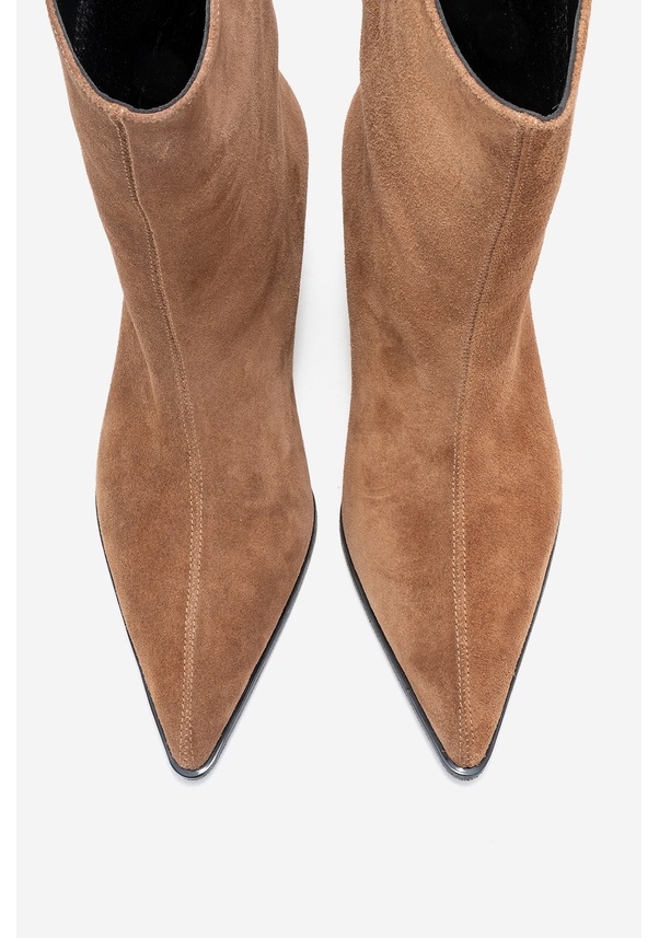 Resim Luvi Shoes Aleo Toprak Süet Hakiki Deri Sivri Burunlu Kadın Kısa Topuklu Bot Toprak 