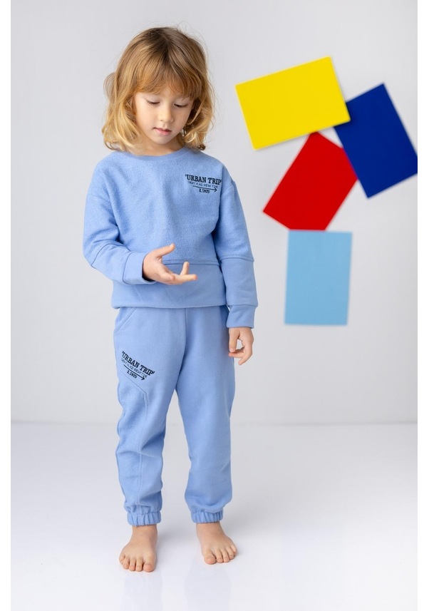 Resim Zeyland Erkek Çocuk Nakış Detaylı Eşofman Takımı - Mavi 