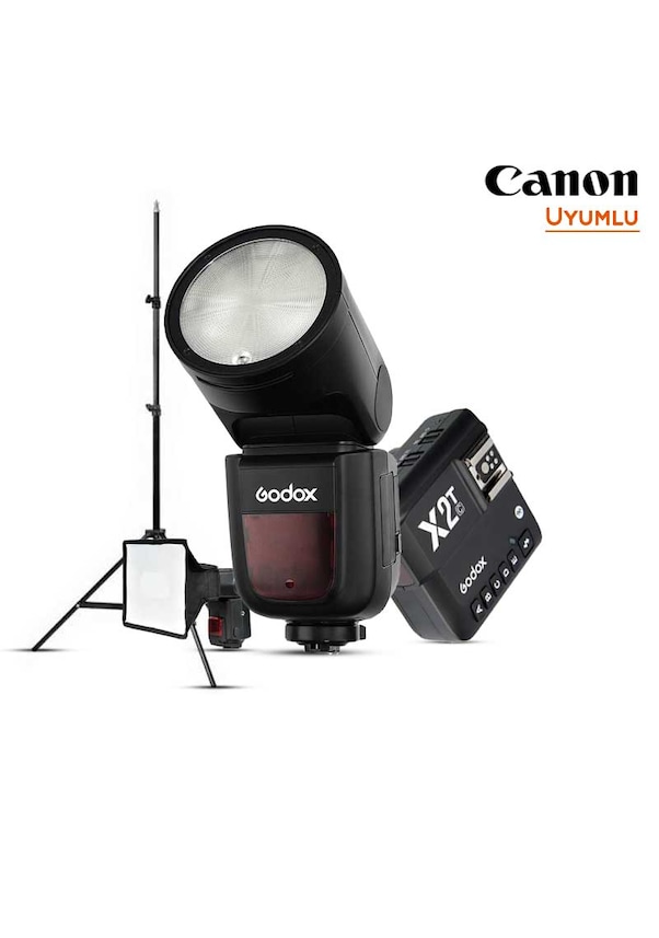Godox V1 Canon Flaş Full Set (Flaş, Tetikleyici, Softbox, Tripod)