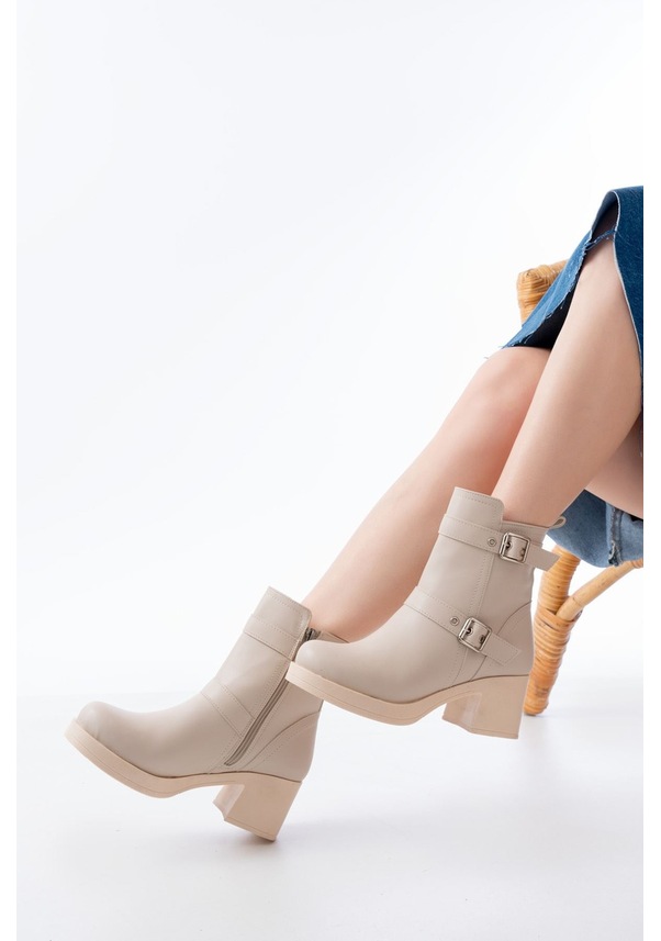 Resim 5109-3027 Kahverengi Topuklu Fermuarlı Günlük Kadın Bot - Kopya Resimdeki Renk 