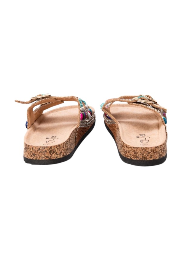 Resim Taşlı Tokalı Kadın Terlik Kamel 