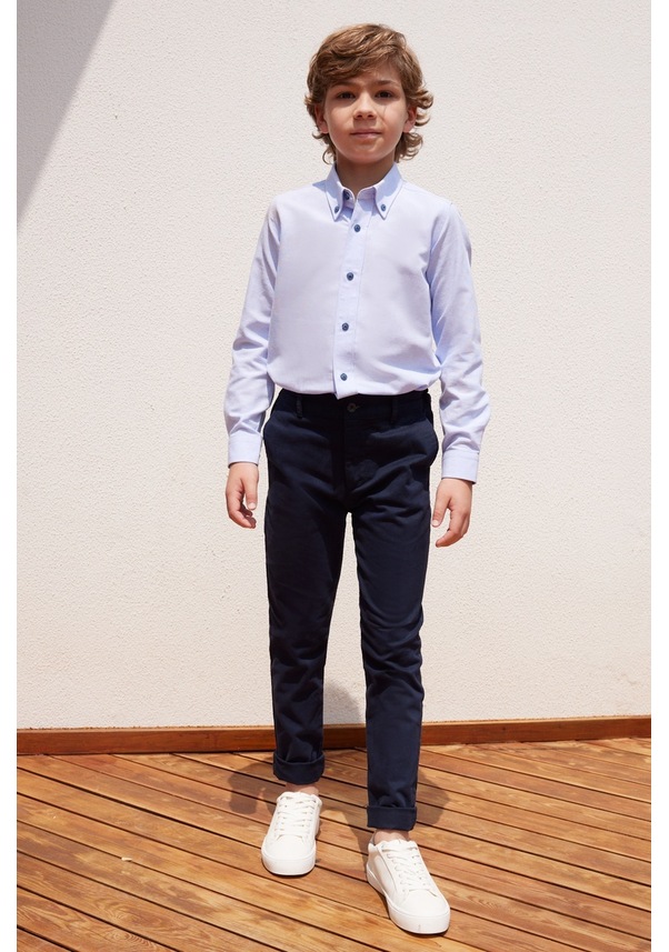 Resim AC&Co / Altınyıldız Classics Lacivert Slim Fit Dar Kesim Yan Cepli Pamuklu Esnek Çocuk Chino Pantolon Lacivert 