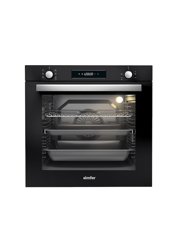 Resim Simfer 8 Fonksiyon Siyah Multi Turbo Dijital 3'lü Ankastre Set (7381 Fırın + 3653 Ocak + 8611 Davlumbaz) 