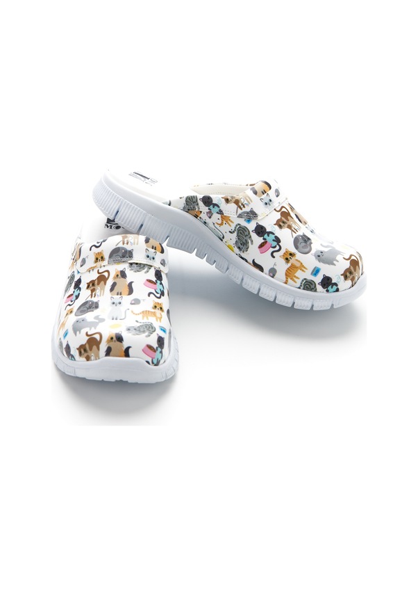 Resim Drmoon Kedi Desenli Comfortflex Taban Hakiki Deri Kadın Sabo Terlik Beyaz 