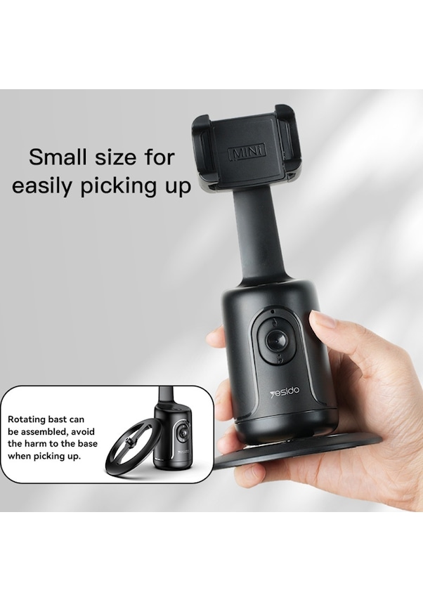 Resim Yesıdo Sf15 Akıllı 360 Derece Gimbal Kamera Telefon Klipsli Yüz Takip Gimbal Sabitleyici 