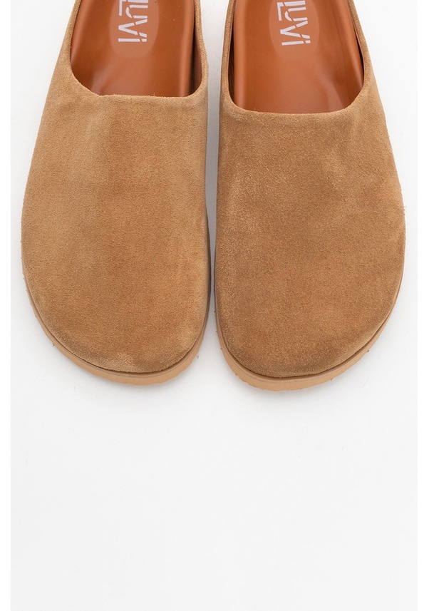 Resim Luvi Shoes Space Toprak Süet Hakiki Deri Önü Kapalı Kadın Terlik Toprak 