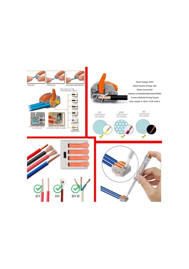 Resim Pct-212 Hızlı Bağlantı Klemensi 2 Pin Mandallı Vidasız Buat Terminali 32a 