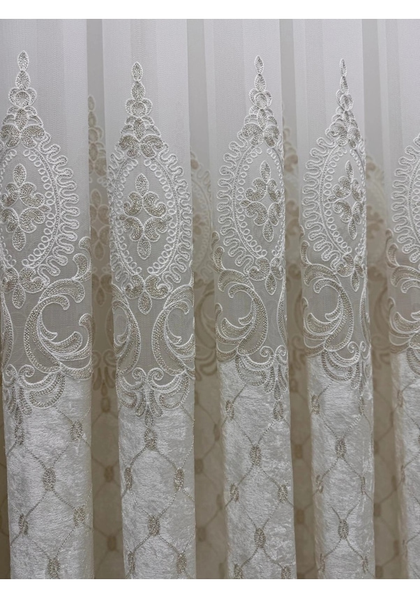 Resim Nivemeshome Nova Gold Detaylı 1/3 Pileli Tül Perde Apm 400x280 