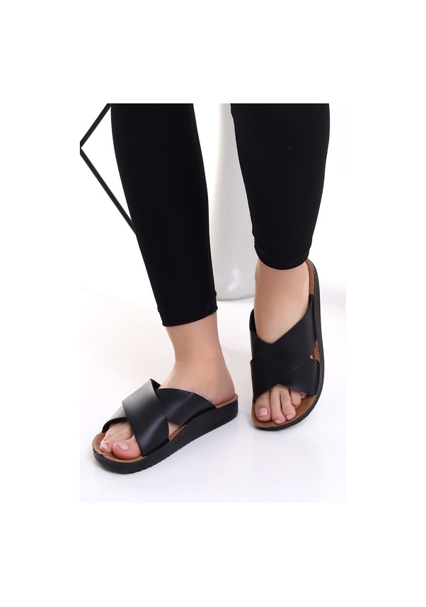 Resim Goflex 19244 Yazlık Kadın Gündelik Yazlık Terlik Sokak Ev Terliği Siyah 