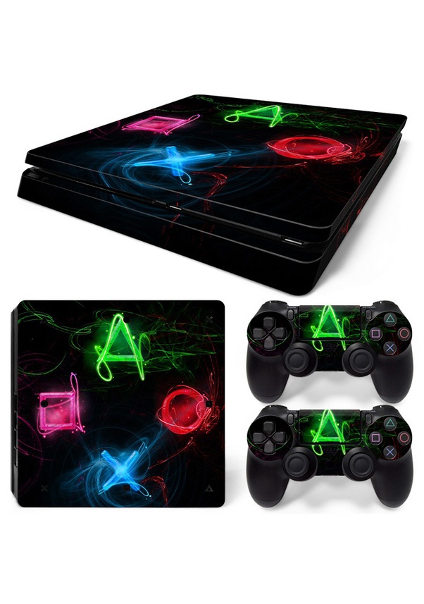 Sanatsal Kol Düğmeleri Playstation 4 Slim Kasa Sticker Kaplama