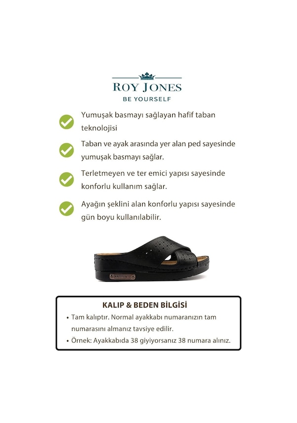 Resim Kadın Ortopedik Yumuşak Tabanlı Terletmeyen Çift Bantlı Hasır Tipi Delikli Rahat Anne Ev İçi Terliği Siyah 