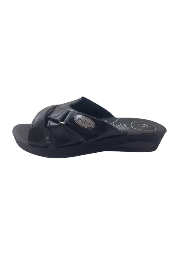 Resim Polex Kadın Siyah Cırtlı Ortopedik Taban Günlük Şık Terlik Siyah 