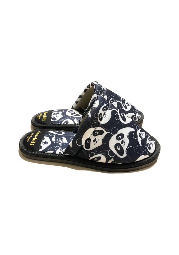 Resim Unisex Panda Desenli Önü Kapalı Ev Terliği Siyah - Beyaz 