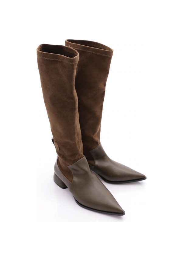 Resim Dgn 2500-1974 Kadin Uzun Kisa Topuk Çizme Haki 