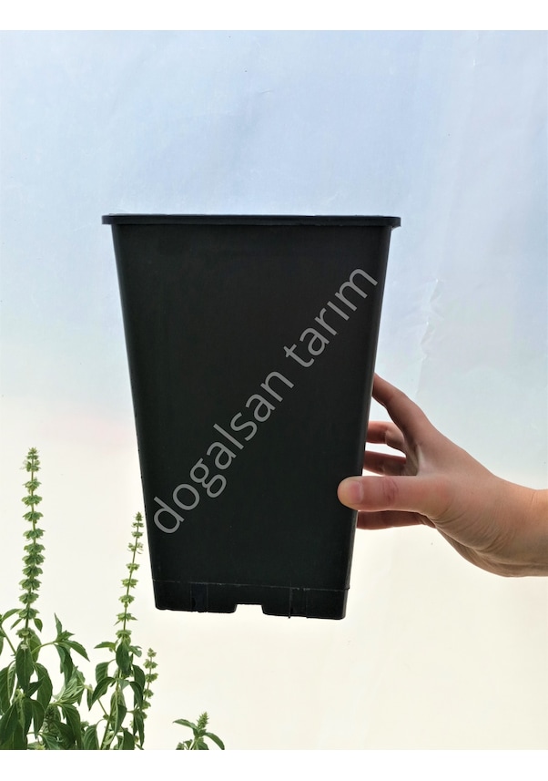 Resim 4,4 Lt Kare Üretim Saksısı Siyah Saksı Gül Saksı Fide Saksı 