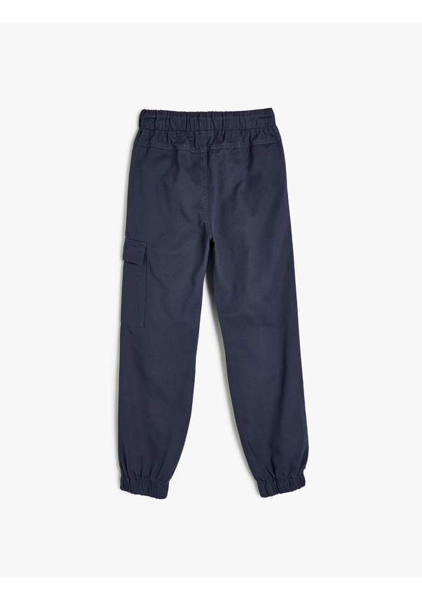 Resim Koton Beli Bağcıklı Cep Detaylı Pamuklu Jogger Eşofman Altı Lacivert 5wkb40083tw Lacivert 