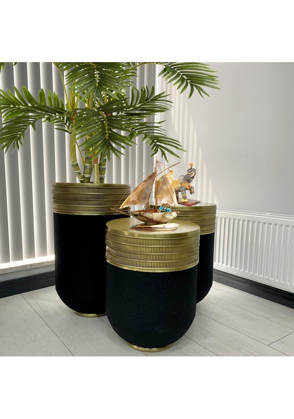 Ottoman Dekoratif Eskitme Darbuka Sehpa +Saksı Üçlü Set Fiyatları ve