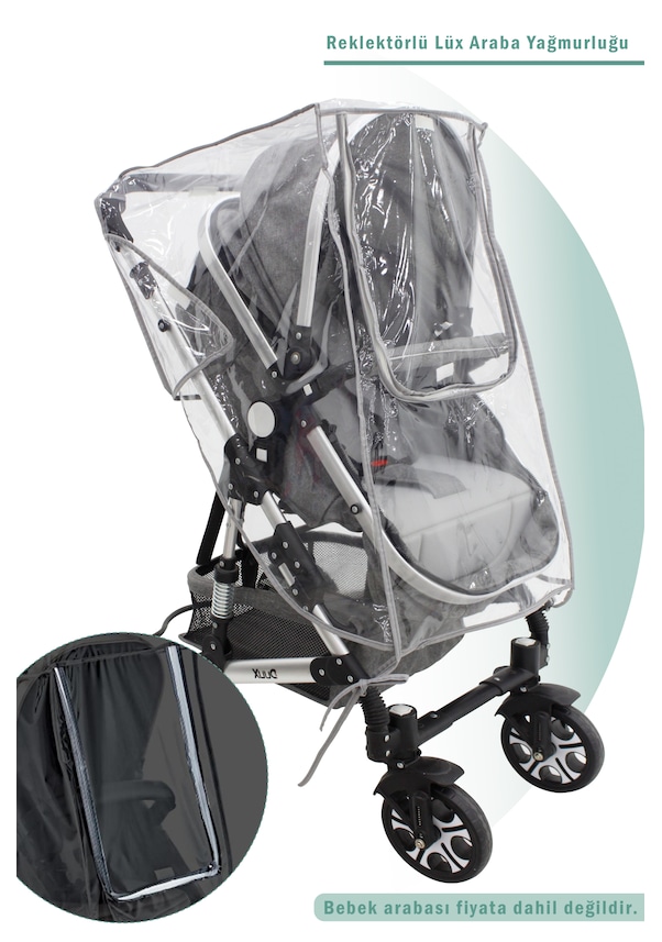 Mordesign Fermuarlı Ultra Lüx Bebek Arabası Yağmurluğu NA8896