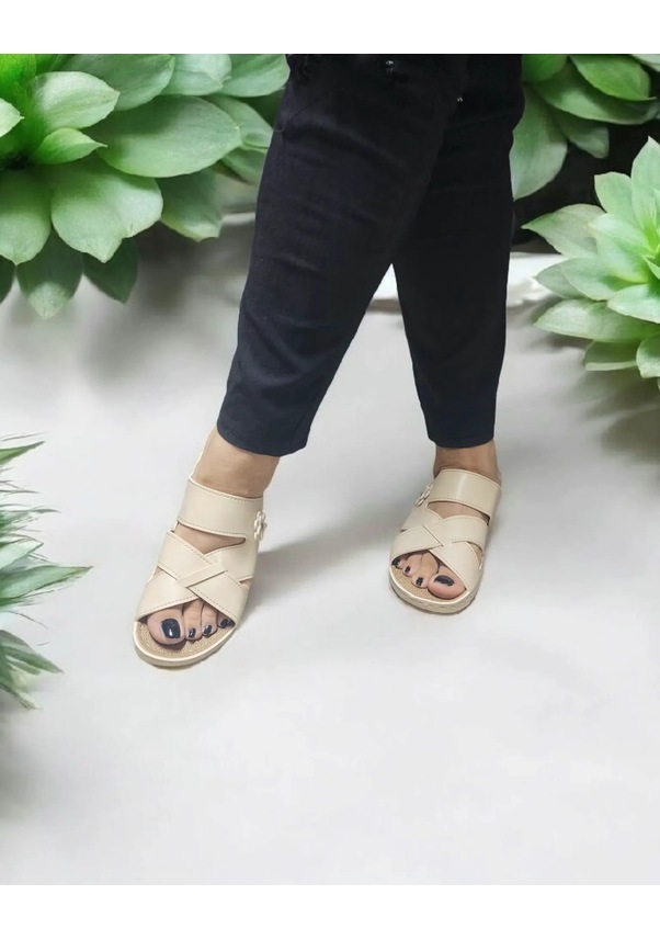 Resim Kadın Topuk Dikeni Jelli Ev Dışarı Terlik Krem 