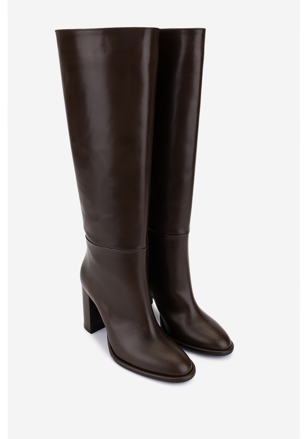 Resim Valmenti Kadın Hakiki Deri Kahverengi Topuklu Çizme 1154 2461 Bn Czm Sk25-26 Caffe Kahverengi 