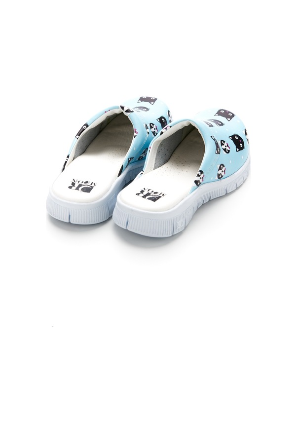 Resim Drmoon Kedi Desenli Bayan Comfortflex Taban Hakiki Deri Kadın Sabo Terlik Mavi Turkuaz 