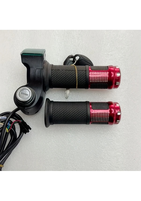 Resim Chuangyinshop Universal Elektrikli Bisiklet Motor Gaz Kumanda Kolu Pair Display Voltage Kırmızı Siyah Tasarım 