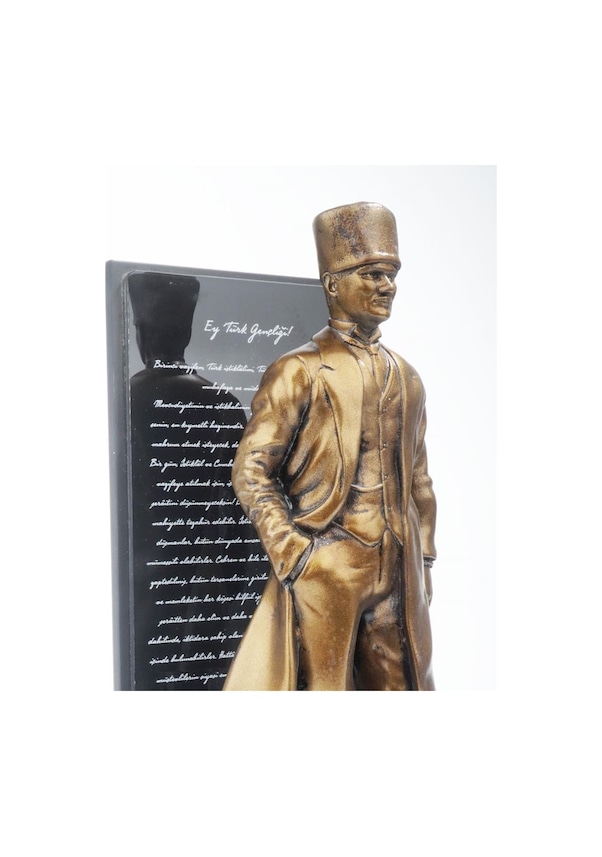 Resim Ey Türk Gençliği Kaideli Mermerit Atatürk Heykeli 