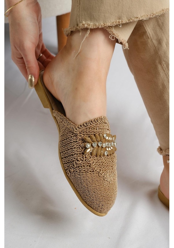 Resim Noemi Taş Detaylı Örme Kadın Terlik 001 