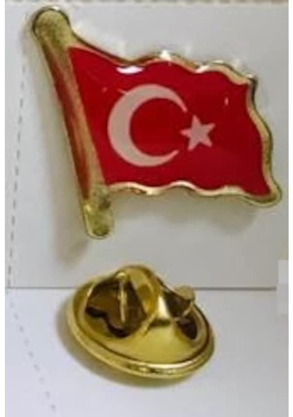 Dalgalanan Türk Bayrağı Rozeti Iğneli Ceket Rozeti