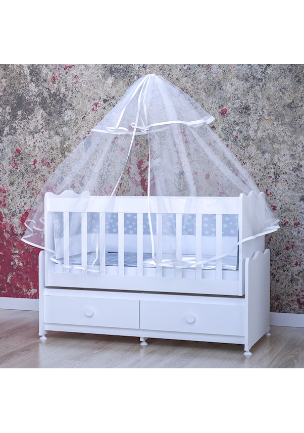 Elegant 60x120 Beyaz Beşik Yatak ve Uyku Seti Kombinli-UYKU SETİ-BEYAZ