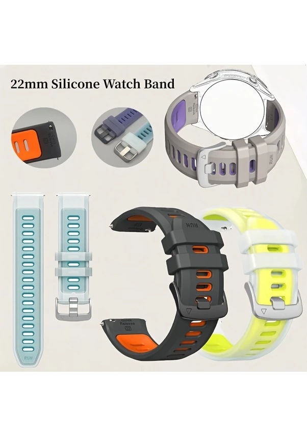 Resim Gaojunshop01 22mm Kum Mor Sand Purple Silikon Garmin Huawei Quick Release Akıllı Saat Kayışı 