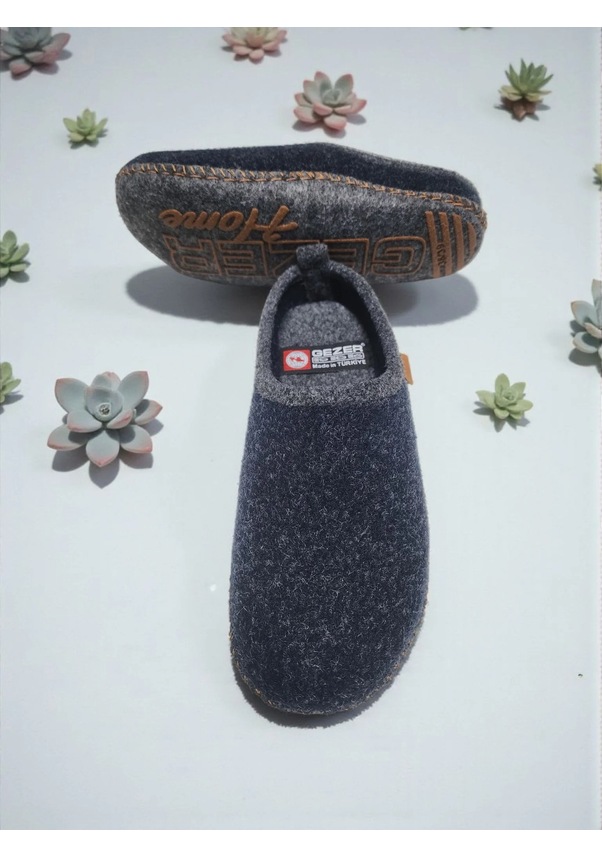 Resim Unısex Kaymaz Taban Keçe Rahat Yumuşak Taban Ev Terlik Lacivert 