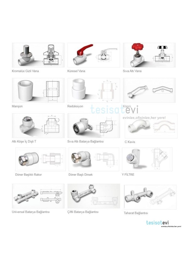 Pprc Boru Ve Pprc Ek Parcalar? 20 Mm - Plastik Boru Ek Parcalar? ...