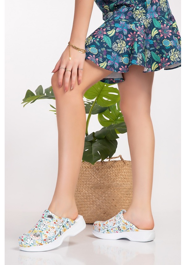 Resim Doktor Desenli Klasik Model Erkek Ortopedik Sabo Terlik 201/101 Doktor Beyaz 