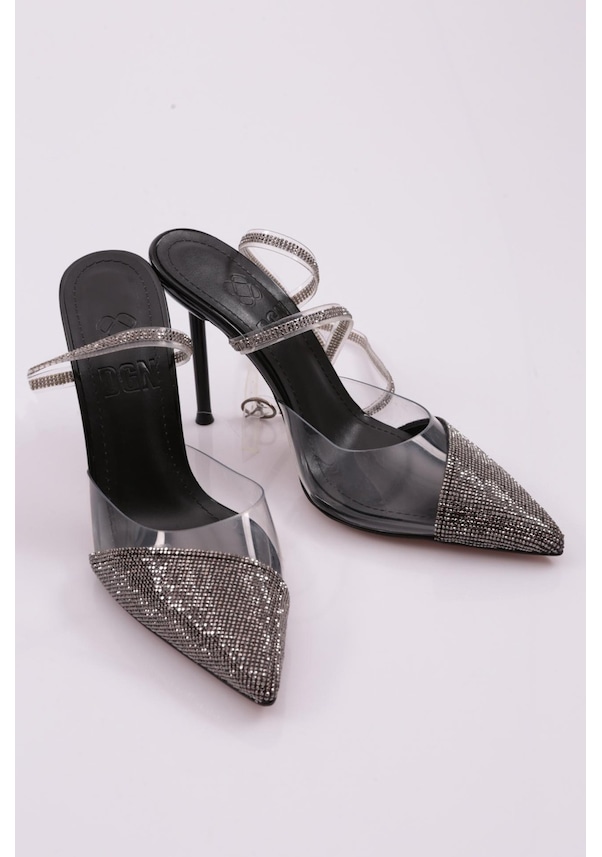 Resim Dgn 0987 Kadin Taş İşlemeli Topuklu Terlik 0987-2216-R1645 Siyah 