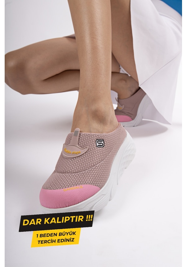 Resim Sandal Spor Kadın Dolgu Taban Ortopedik File Sabo Doktor Hemşire Hastane Aşçı Terlik Pudra 