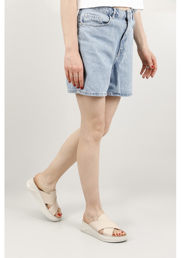 Resim Gönderi R Bej Çapraz Bantlı Dolgu Topuk Hakiki Deri Comfort Terlik Bej 