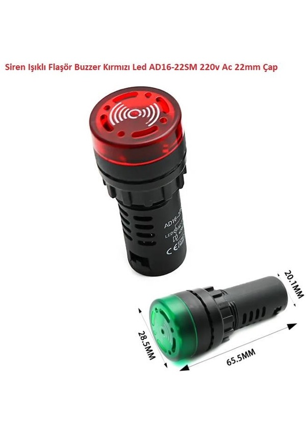2 Buzzer Alarme LED Clignotant Rouge Vert 22mm 220V - Uxcell (Neuf, Origine Chine)