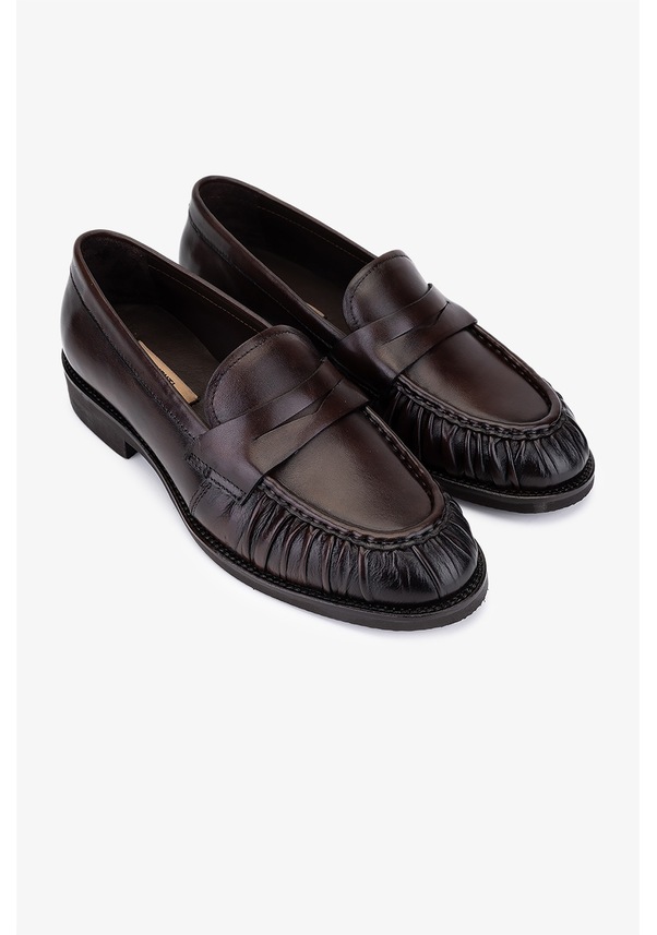 Resim Valmenti Kadın Hakiki Deri Kahverengi Loafer Ayakkabı 987 Z146 Bn Ayk Sk25-26 Kahve Derı Kahverengi 