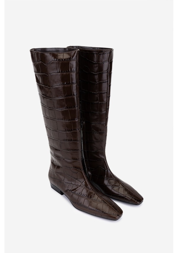 Resim Valmenti Kadın Hakiki Deri Kahverengi Topuklu Çizme 1154 312 Bn Czm Sk25-26 Caffe Kahverengi 