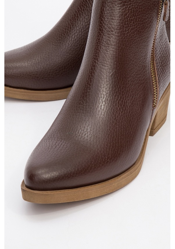 Resim Luvi Shoes Jayer Kahve Floter Hakiki Deri Fermuarlı Kadın Topuklu Bot kahverengi 