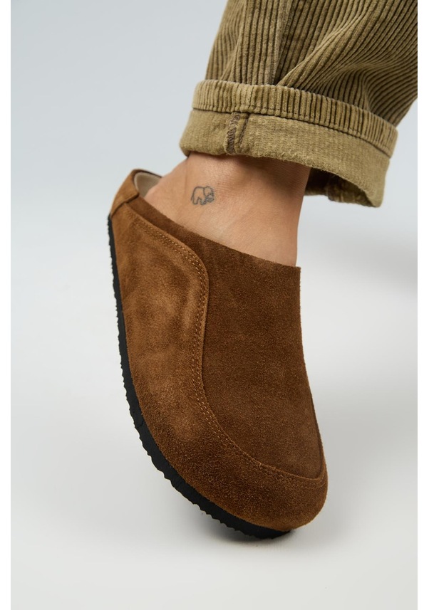 Resim Wind Kadın Hakiki Deri Düz Sabo Terlik-10494 Taba 