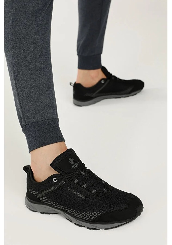 Resim Lumberjack Dare Bağcıklı Memory Taban Unısex Koşu Spor Ayakkabısı Siyah Siyah 