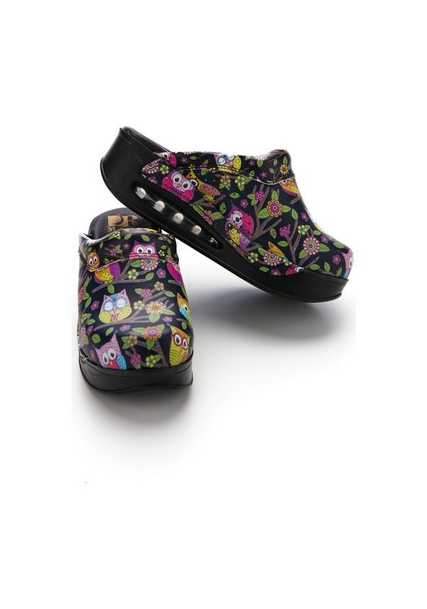 Resim Drmoon Baykuş Desenli Airmax Taban Hakiki Deri Sabo Kadın Terlik Siyah 