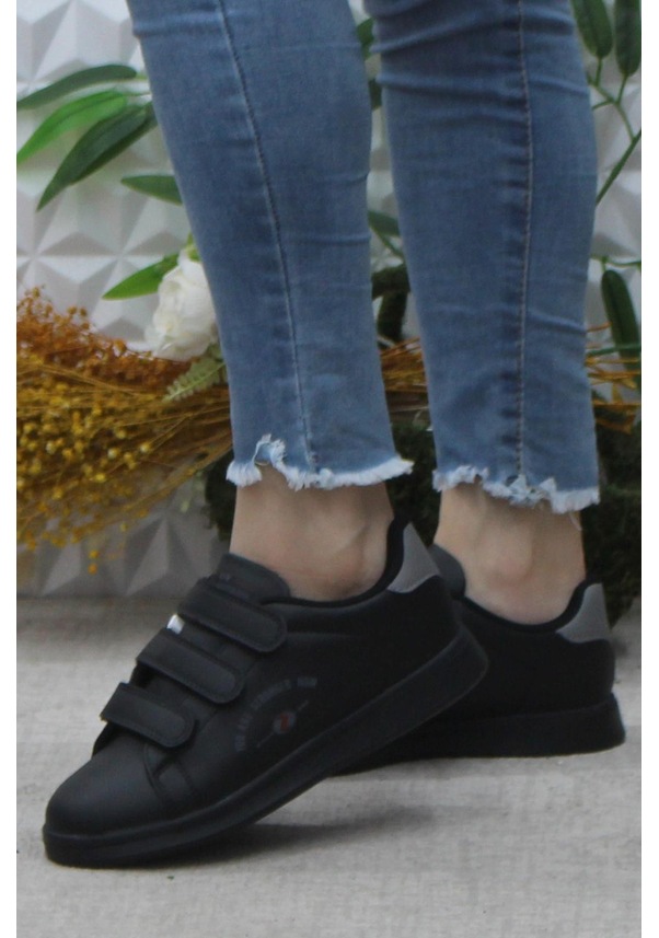 Resim Fort Row Milena Siyah Füme Rahat Hafif Sneaker Çırtlı Spor Ayakkabı 001 