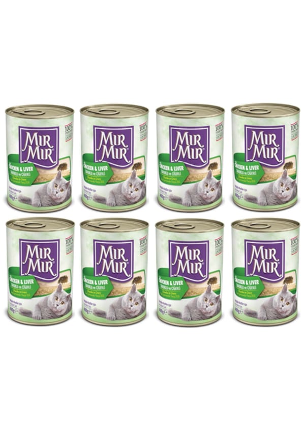 Mırmır Tavuklu ve Ciğerli Yetişkin Kedi Konservesi 8 x 400 G Mırmır Tavuklu ve Ciğerli Yetişkin Kedi Konservesi 8 x 400 G