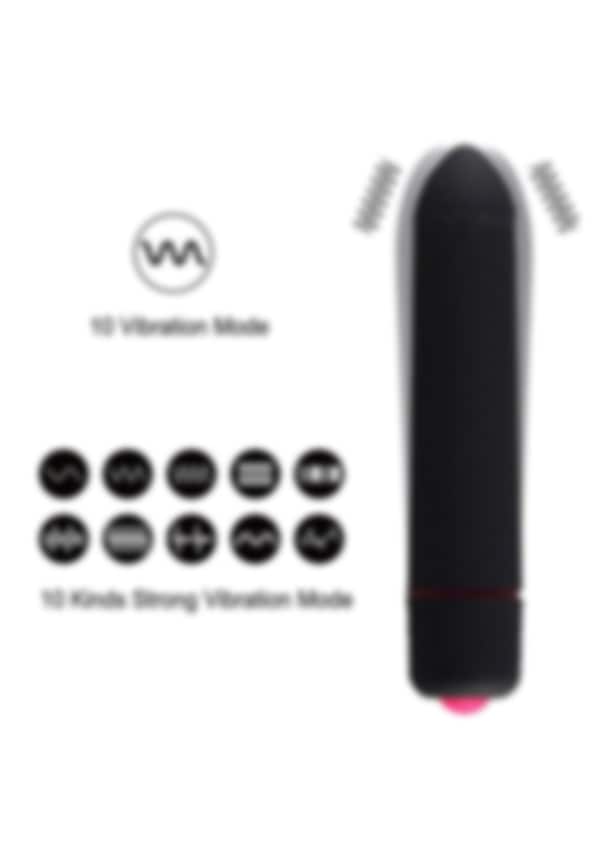 LoveUX Silikon 10 Titreşim Modlu Mini Yapay Penis Vibratör Siyah