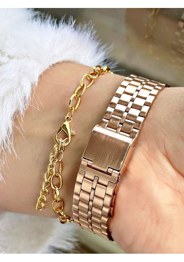 Resim Retro Özel Serisi Metal Kordon Digital Kol Saati-bileklik Hediyeli Bakır 