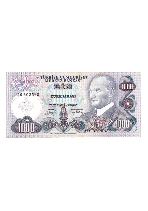 1000 Lira 6.Emisyon 2.Tertip D26302565 (wb0086)